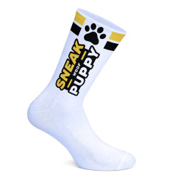 SneakFreaxx Chaussettes Woof Puppy Blanc-Jaune